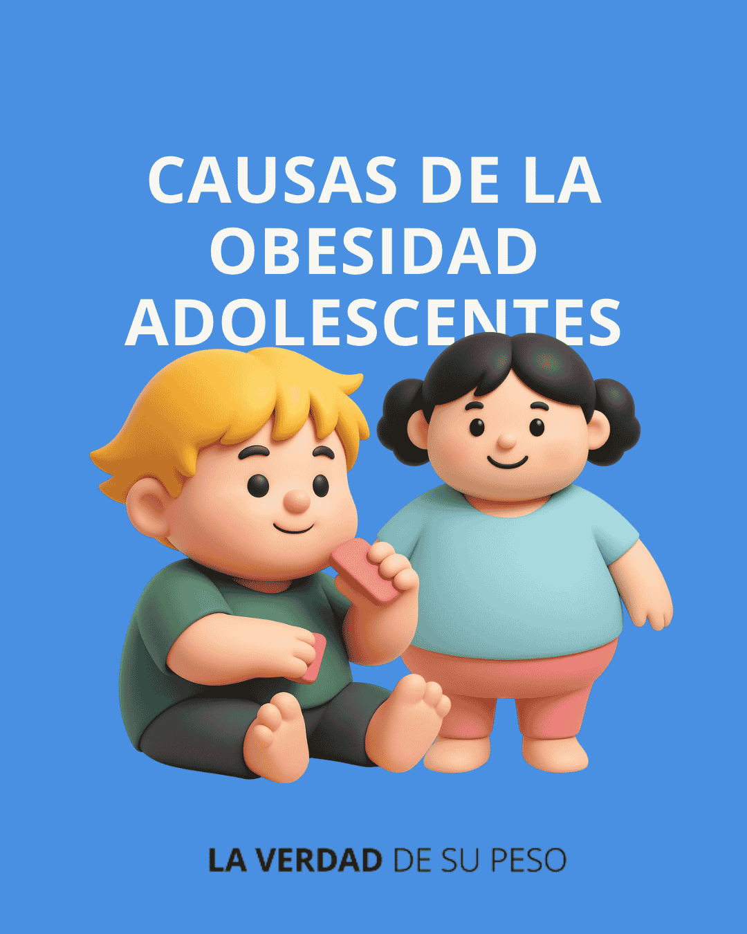 Dos niños que sufren de obesidad entendiendo las causas de la obesidad infantil Generado con IA